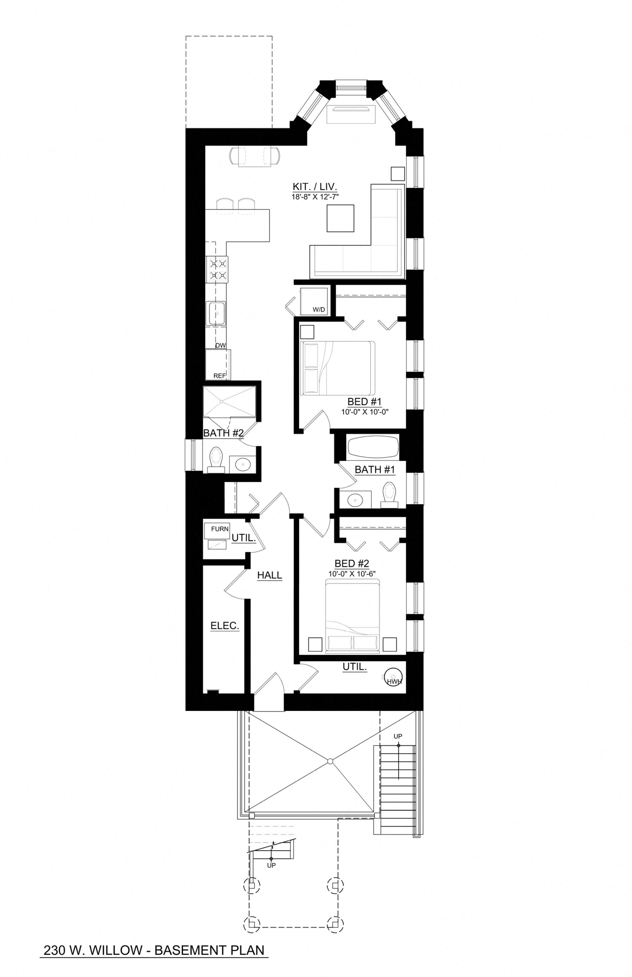 Floor plan for 2 beds, 2 baths
